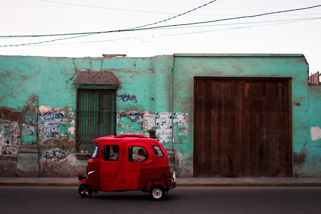 Many street facades conceal empty blocks