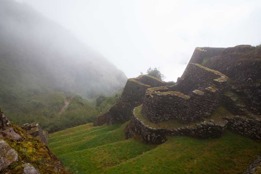 These ruins appeared out of the fog on our descent